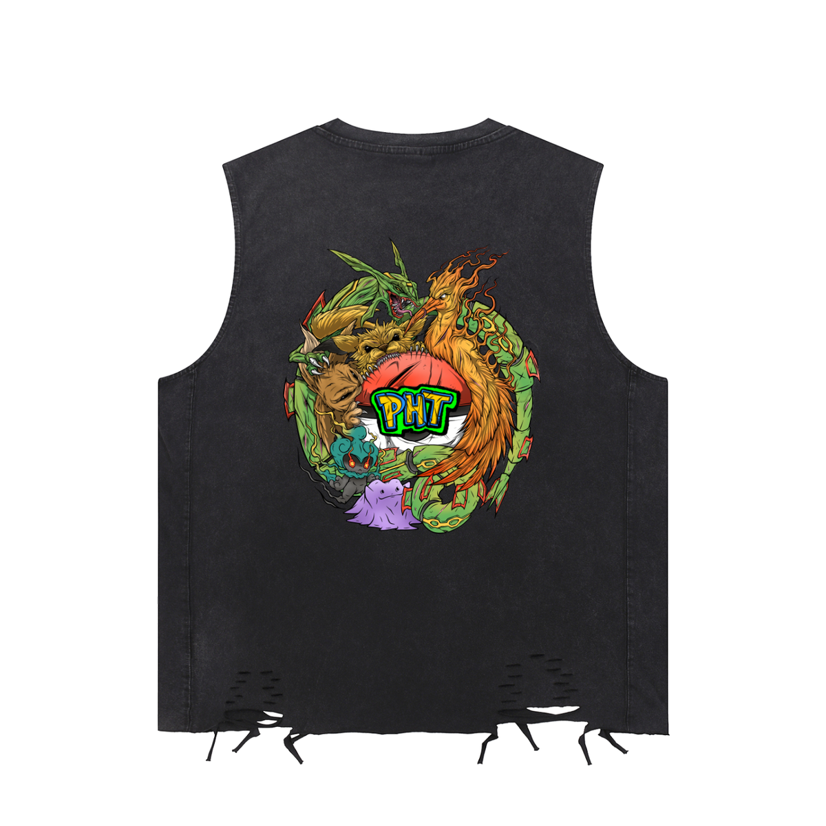 PHT Snow Washed Raw-Hem Tank Top Colour logo