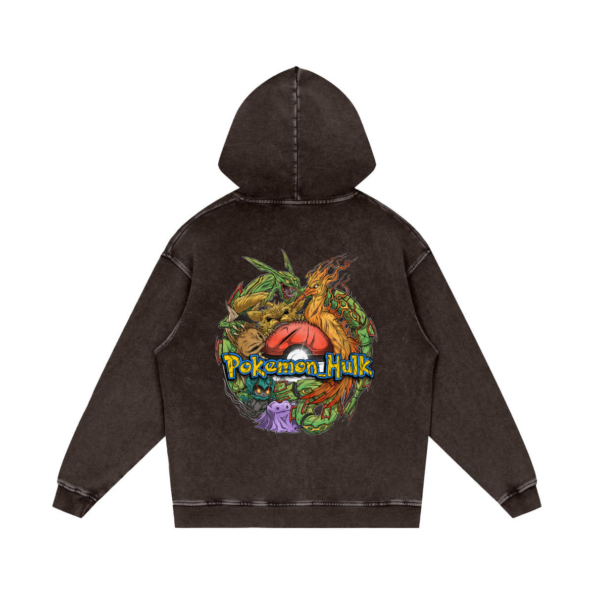 PHT Snow Washed Loose Cotton Hoodie Colour Logo