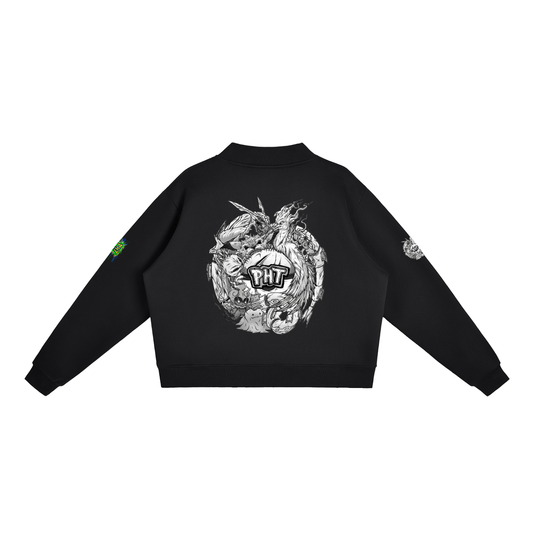 PHT Fleece Mock-Neck Crew Sweatshirt B&W Logo