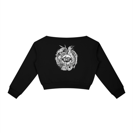 PHT Women's Off-Shoulder Sweatshirt B&W Logo