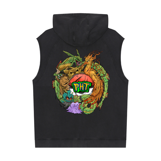 PHT Snow Washed Sleeveless Hoodie Colour logo