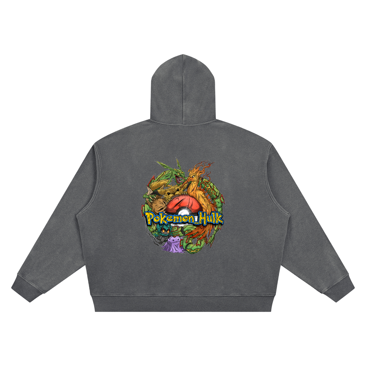 PHT Vintage Wash Waffle Boxy Hoodie Colour Logo