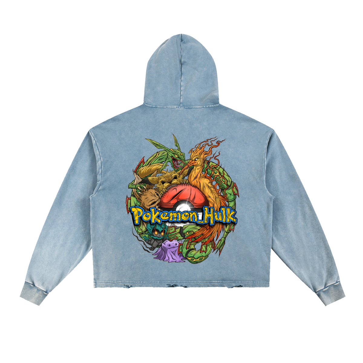 PHT Vintage Washed Frayed-Hem Hoodie Colour Logo