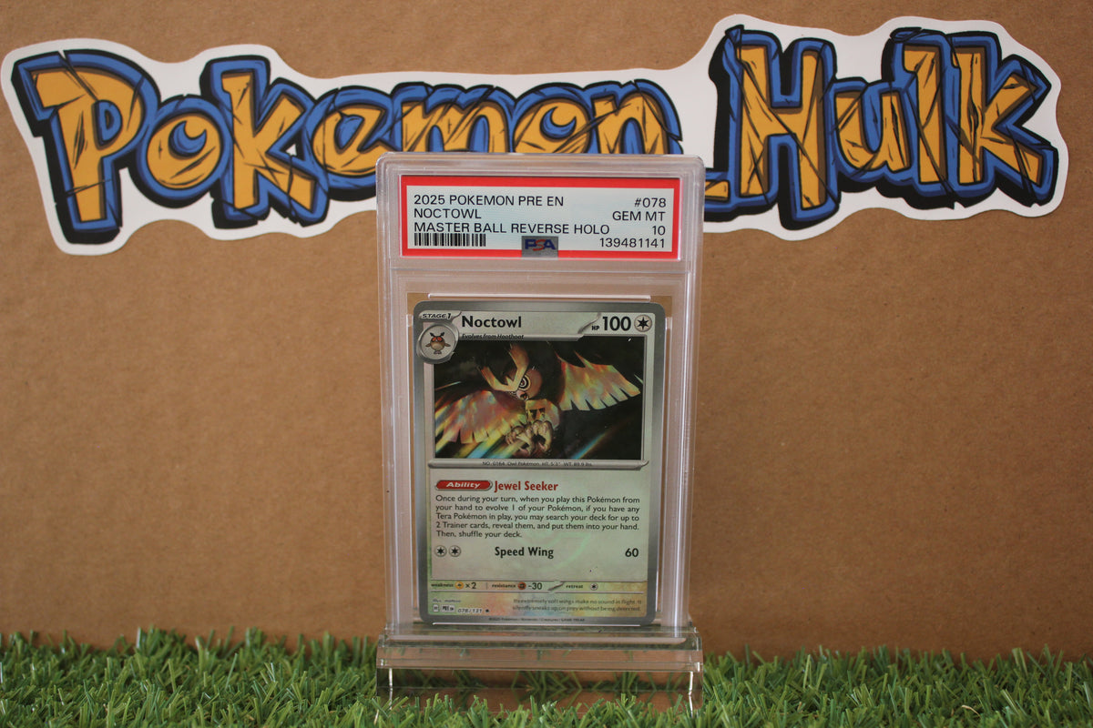 2025 Noctowl Masterball Reverse Holo #078 PSA 10 SUPER LOW POP