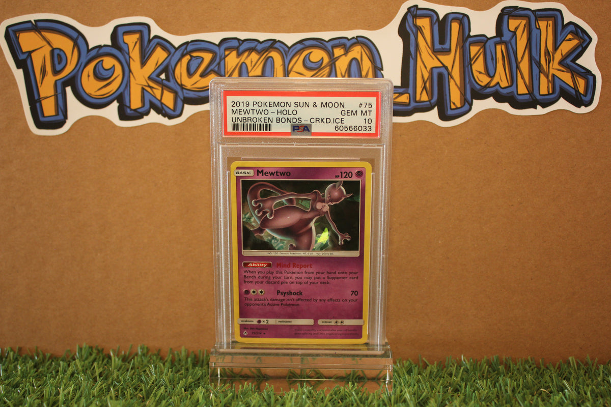 2019 Mewtwo Cracked Iced Holo #75 PSA 10 SUPER LOW POP