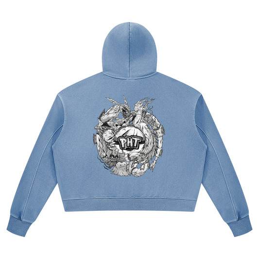 PHT Women’s Vintage Wash Heavyweight Hoodie B&W Logo