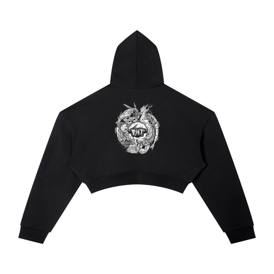 PHT Woman's Cropped Hoodie B&W Logo