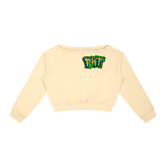 PHT Women's Off-Shoulder Sweatshirt Colour Logo