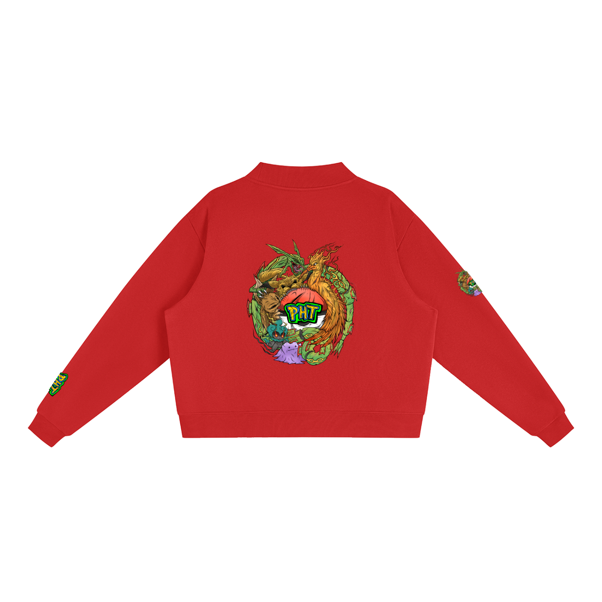PHT Fleece Mock-Neck Crew Sweatshirt Colour Logo