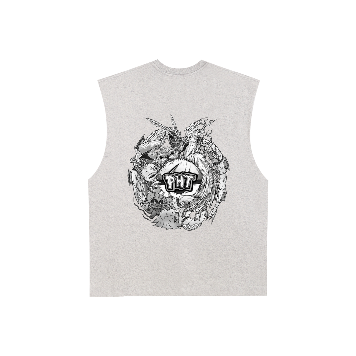 PHT Raw Edge Cotton Tank Top B&W Logo
