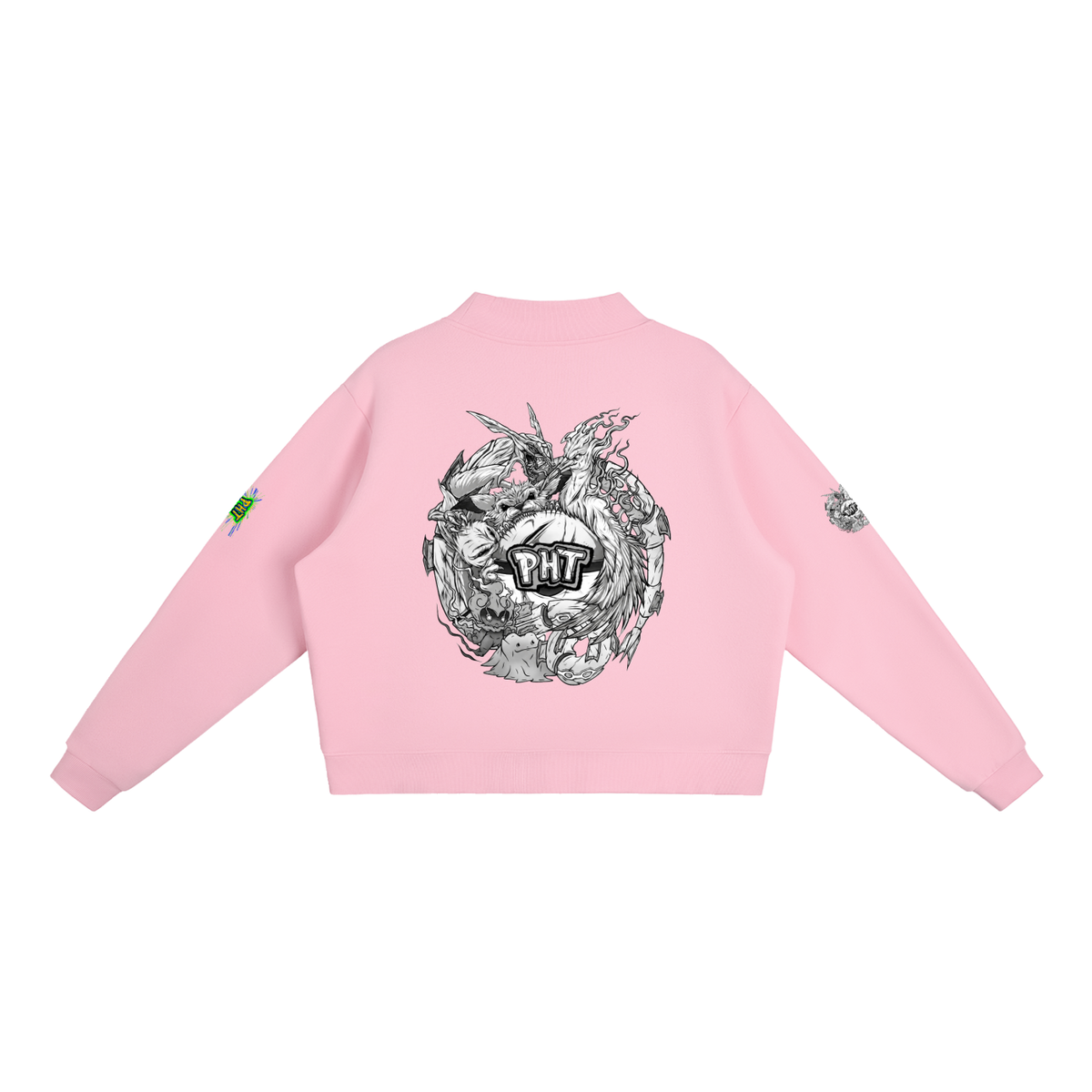 PHT Fleece Mock-Neck Crew Sweatshirt B&W Logo