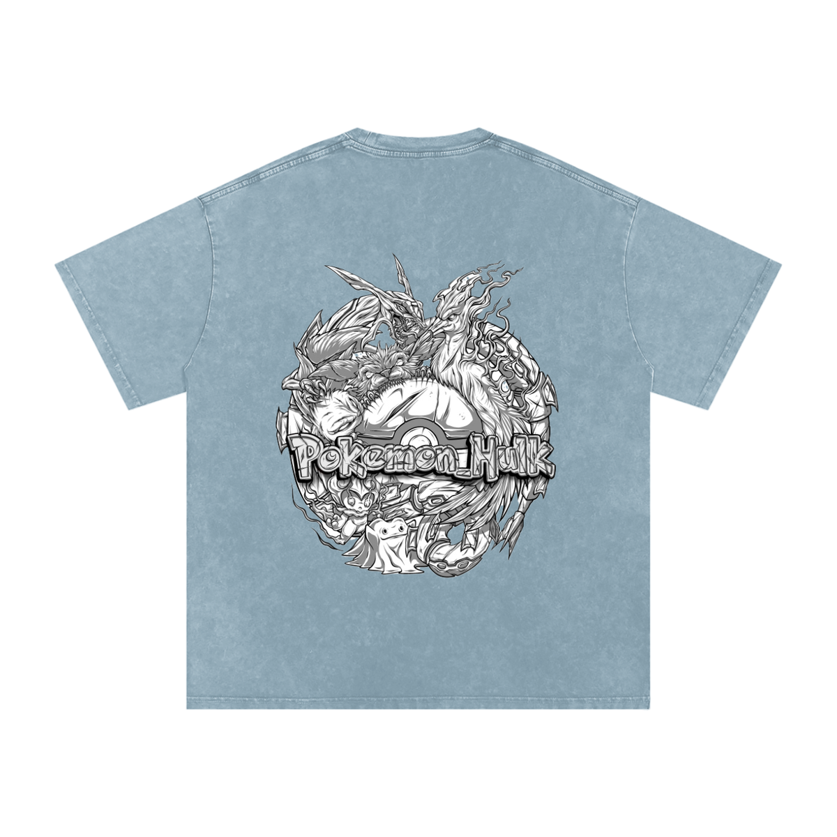 PHT Snow Washed Oversized Cotton T-Shirt B&W Logo