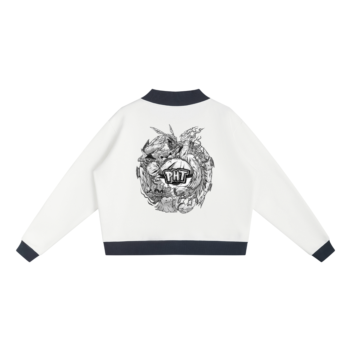 PHT Women’s Mock Neck Crewneck Sweatshirt B&W Logo