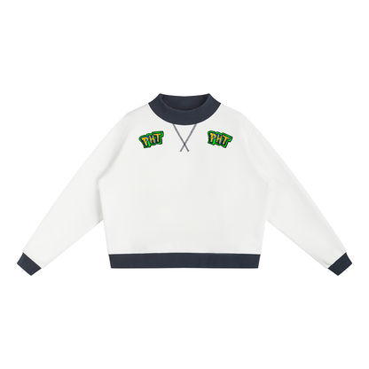 PHT Women’s Mock Neck Crewneck Sweatshirt B&W Logo