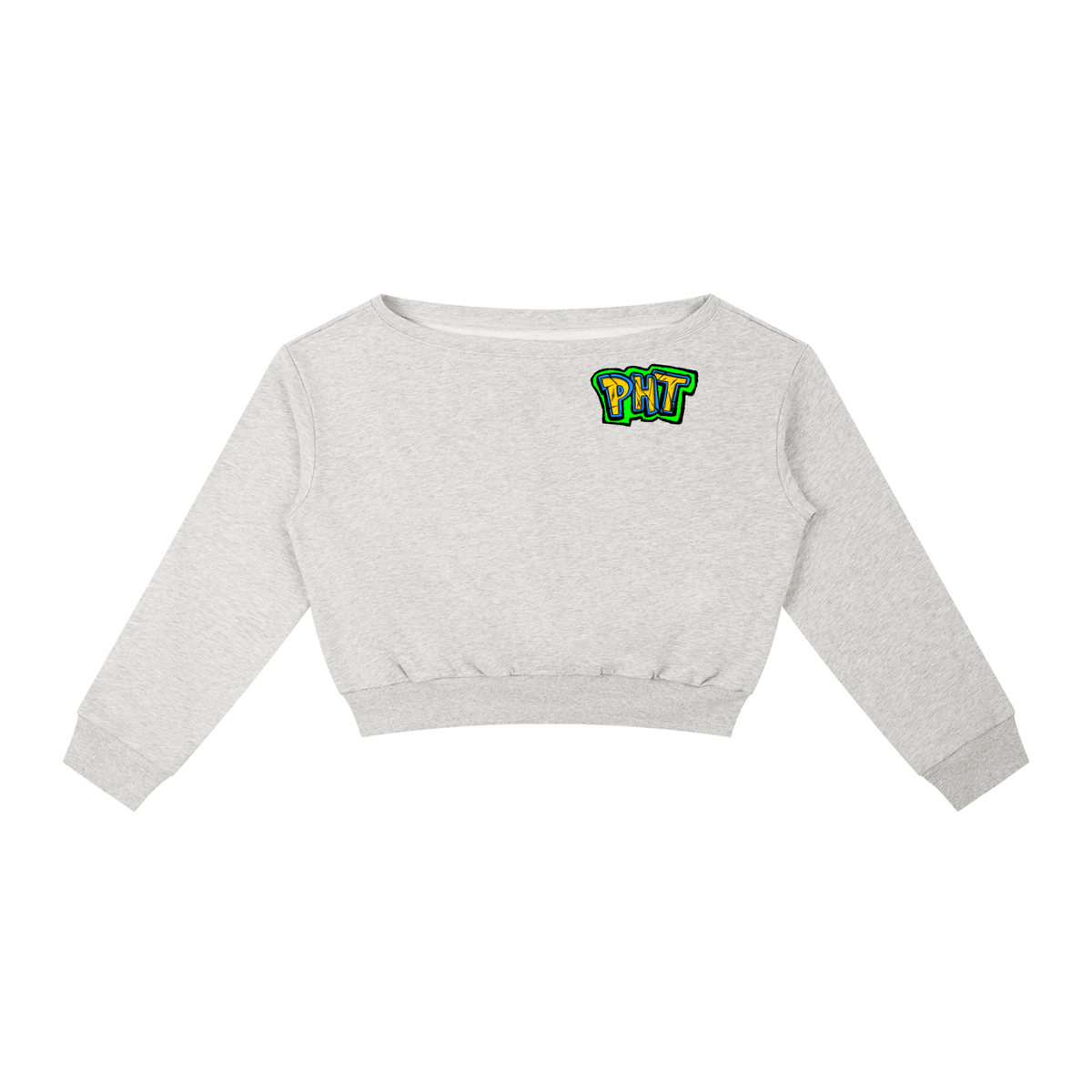 PHT Women's Off-Shoulder Sweatshirt B&W Logo