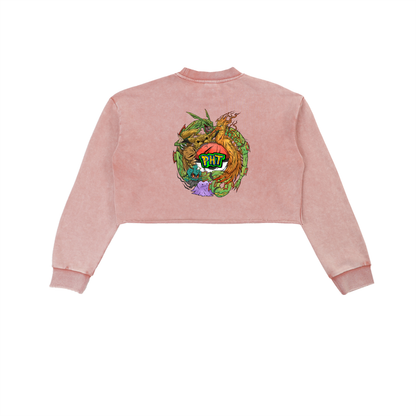 PHT Snow Washed Raw Edge Cropped Sweatshirt Colour Logo