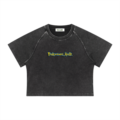 PHT Women's Mineral Wash Raglan Crop T-Shirt