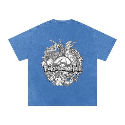 PHT Snow Washed Oversized Cotton T-Shirt B&W Logo