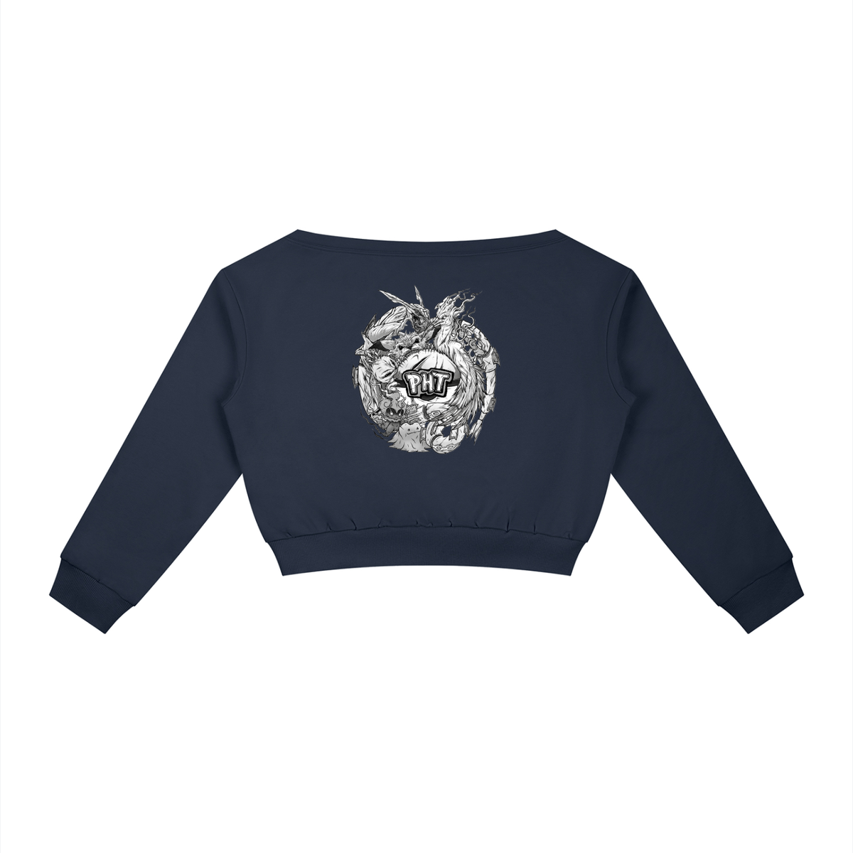 PHT Women's Off-Shoulder Sweatshirt B&W Logo