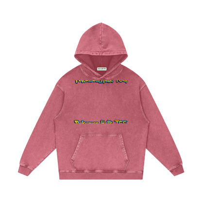 PHT Snow Washed Loose Cotton Hoodie Colour Logo