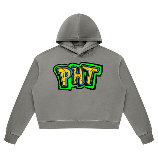 PHT Women’s Vintage Wash Heavyweight Hoodie Colour Logo