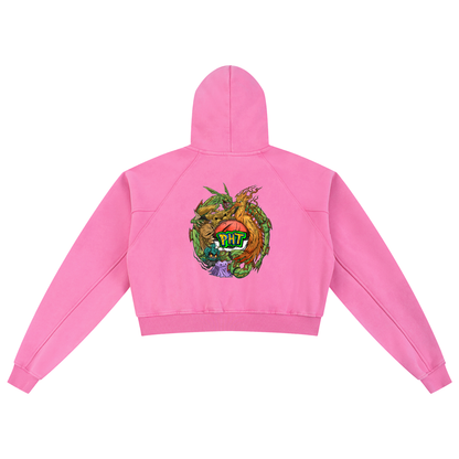 PHT Snow Washed Cropped Hoodie Colour Logo