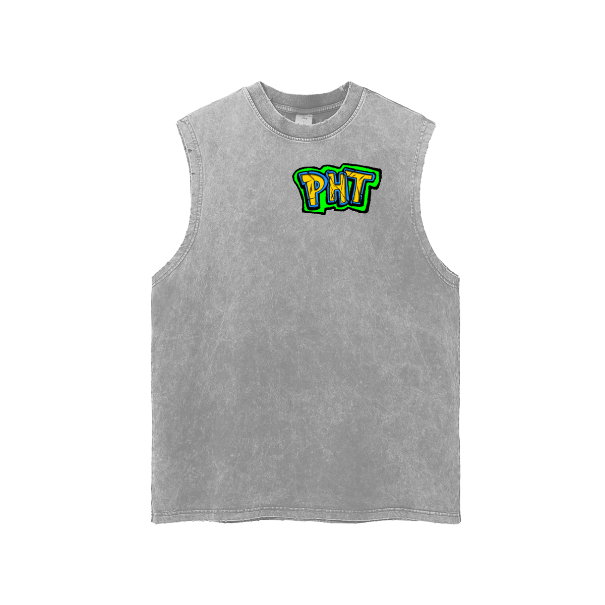 PHT Snow Washed Frayed Hem Tank Top Colour logo