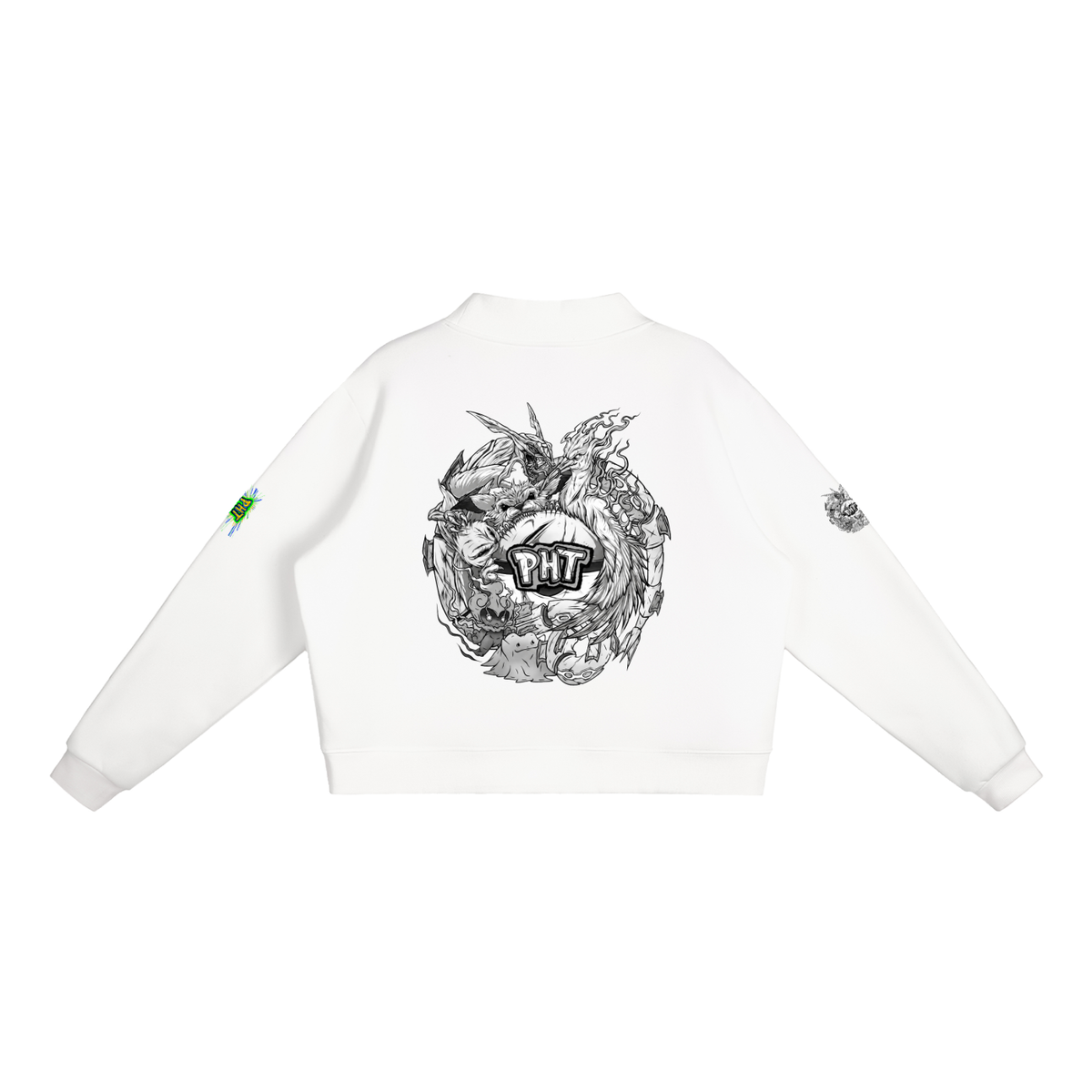PHT Fleece Mock-Neck Crew Sweatshirt B&W Logo