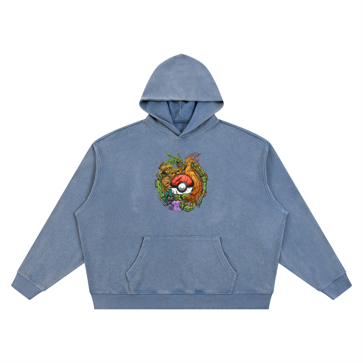 PHT  Vintage Wash Waffle Boxy Hoodie Colour Logo