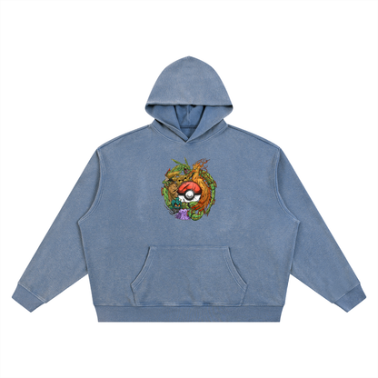 PHT  Vintage Wash Waffle Boxy Hoodie Colour Logo