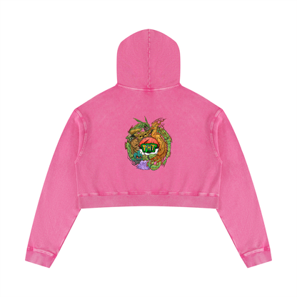 PHT Women’s Mineral Washed Crop Hoodie Colour Logo