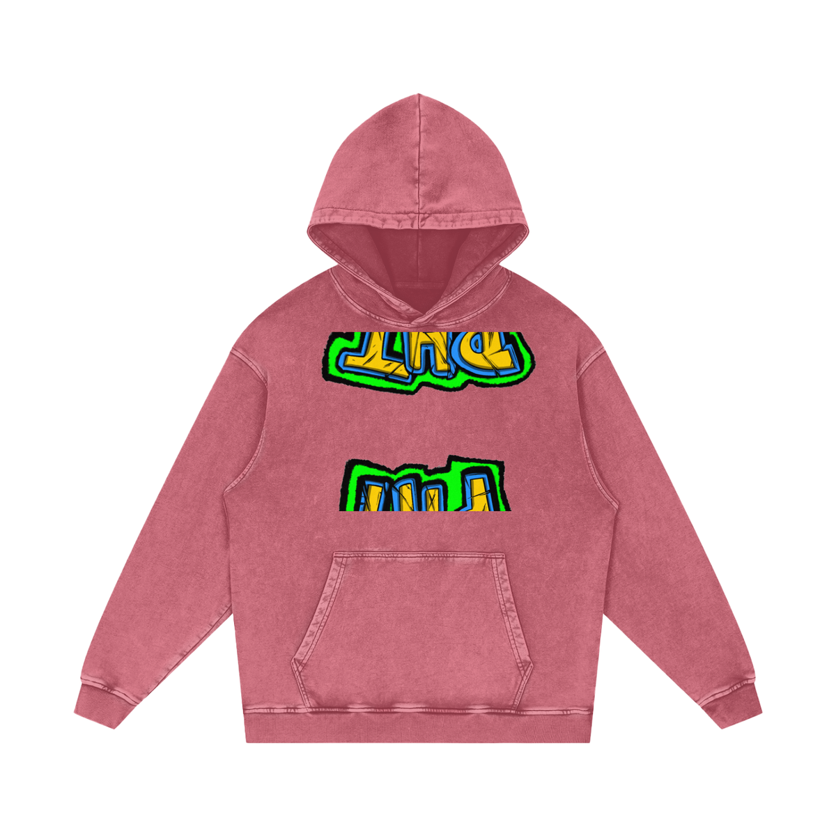 PHT Snow Washed Loose Cotton Hoodie B&W Logo