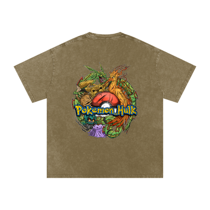 PHT Snow Washed Oversized Cotton T-Shirt Colour Logo