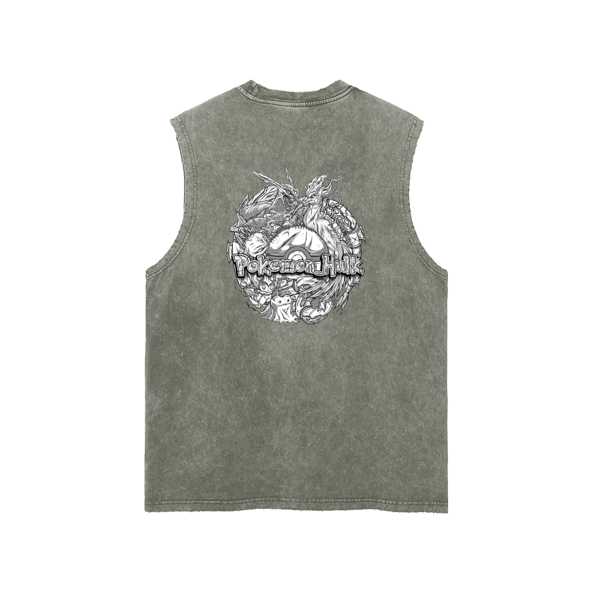 PHT  Snow Washed Frayed Hem Tank Top B&W Logo