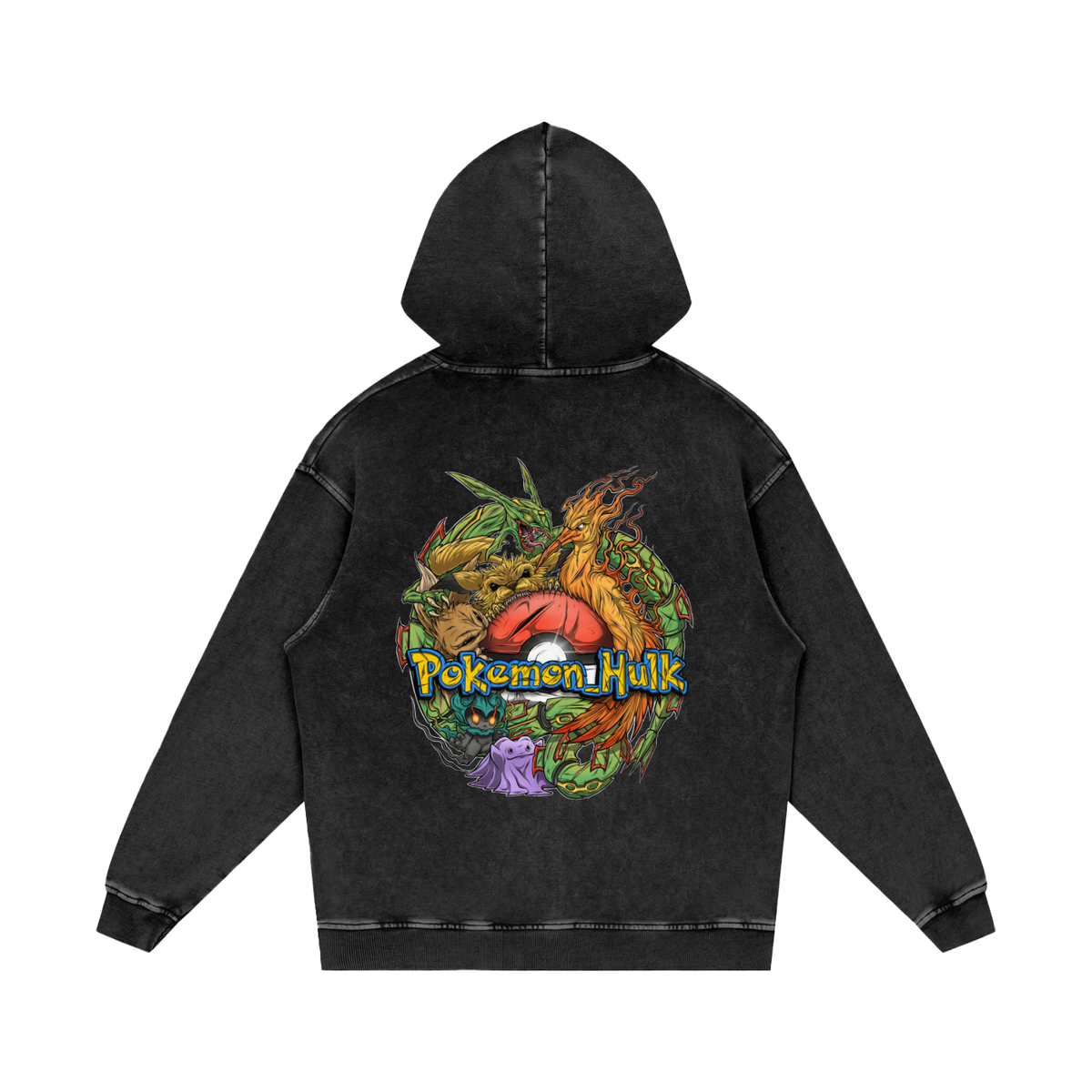 PHT Snow Washed Loose Cotton Hoodie Colour Logo