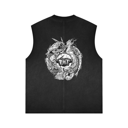 PHT Reverse Washed Tank Top B&W Logo