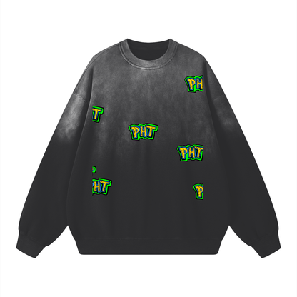 PHT  Sunfade Drop-Shoulder Cotton Sweatshirt Colour Logo