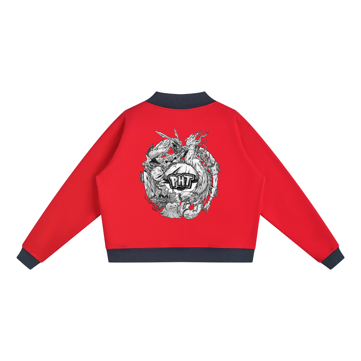 PHT Women’s Mock Neck Crewneck Sweatshirt B&W Logo