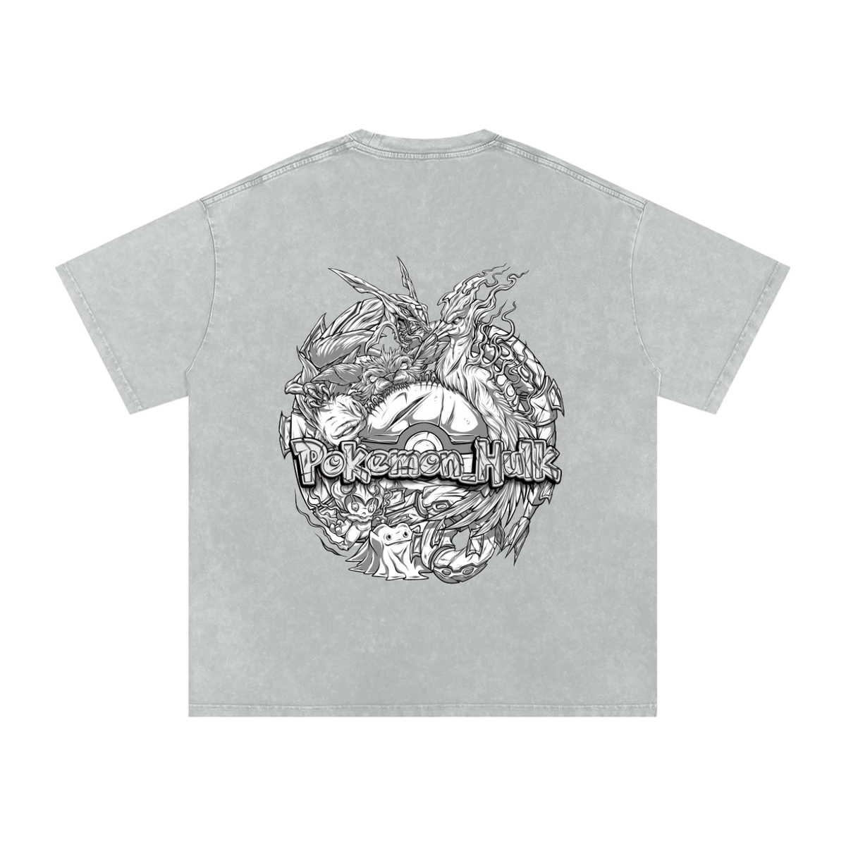 PHT Snow Washed Oversized Cotton T-Shirt B&W Logo