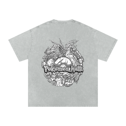 PHT Snow Washed Oversized Cotton T-Shirt B&W Logo