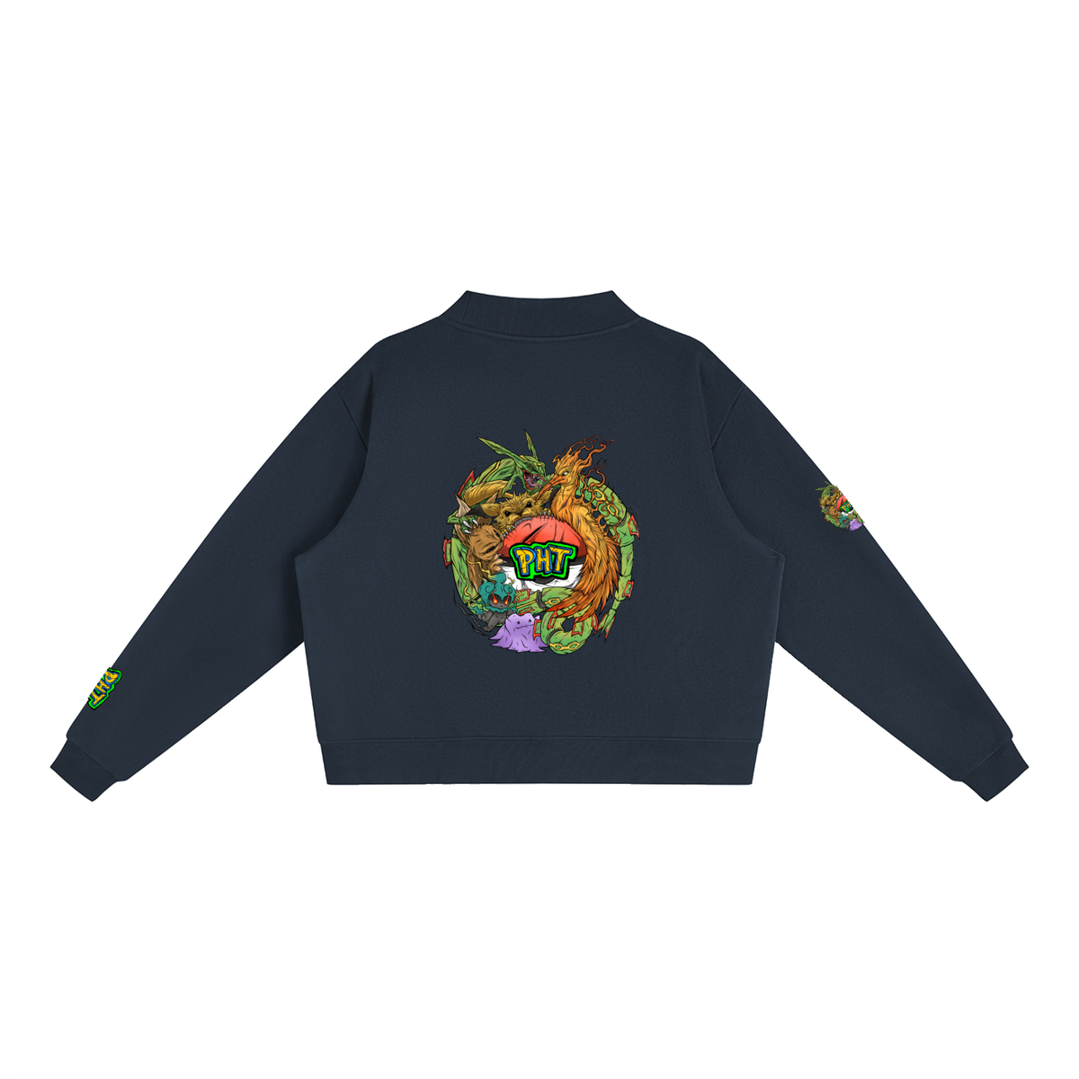 PHT Fleece Mock-Neck Crew Sweatshirt Colour Logo
