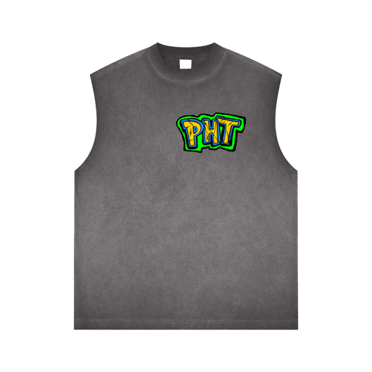 PHT Reverse Washed Tank Top B&W Logo