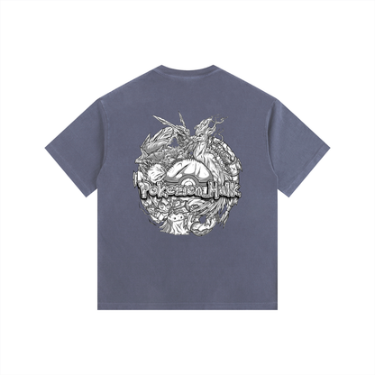 PHT Vintage Washed Oversized Cotton T-Shirt B&W Logo