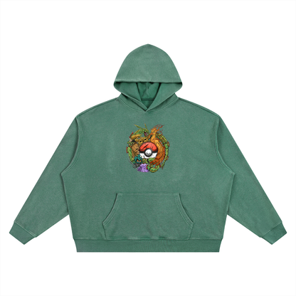 PHT  Vintage Wash Waffle Boxy Hoodie Colour Logo