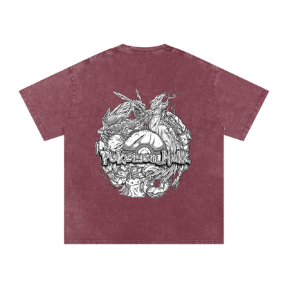 PHT Snow Washed Oversized Cotton T-Shirt B&W Logo