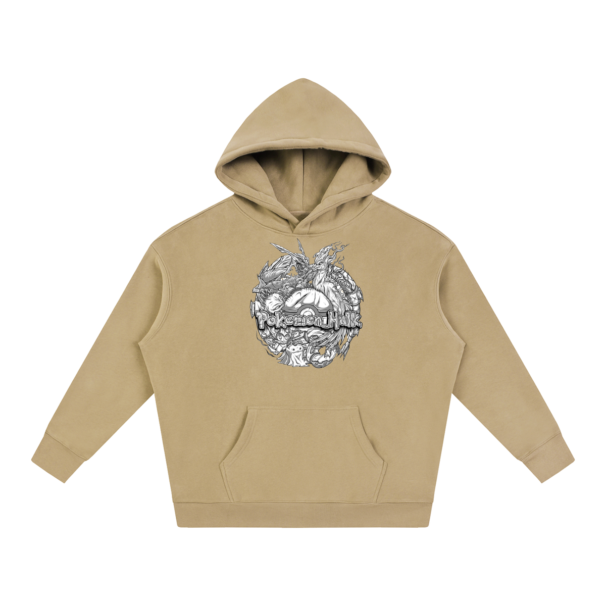 PHT Oversize Fleeced Hoodie B&W Logo