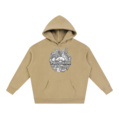 PHT Oversize Fleeced Hoodie B&W Logo
