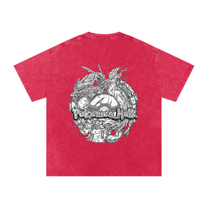 PHT Snow Washed Oversized Cotton T-Shirt B&W Logo