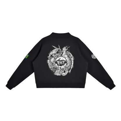 PHT Fleece Mock-Neck Crew Sweatshirt B&W Logo