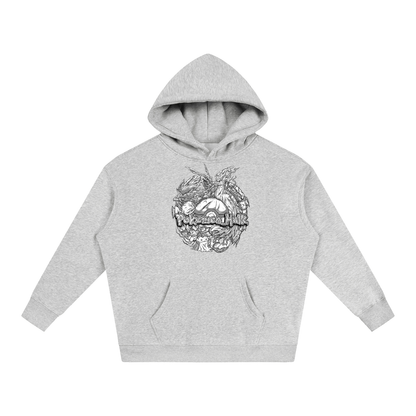 PHT Oversize Fleeced Hoodie B&W Logo